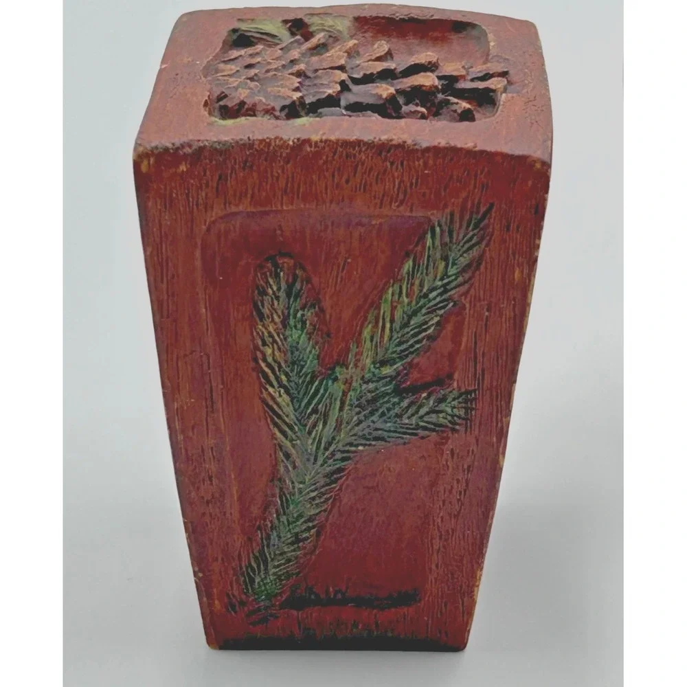 Set of 4 Big Sky Carvers Wood‎ Napkin Rings w/ Pine Cone & Stem on Sides